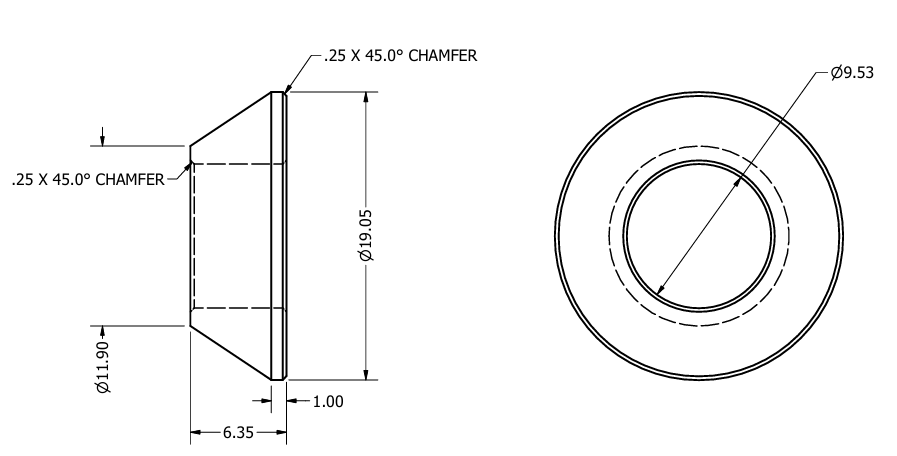 Aluminium Misalignment Spacer Cone 3/8"