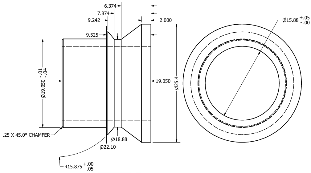 Stainless Steel Misalignment Spacer 3/4" to 5/8"
